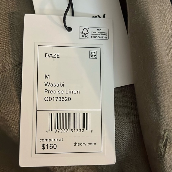 NWT Theory DAZE Linen Shirt Wasabi
Precise Linen . Sz M - Picture 7 of 7